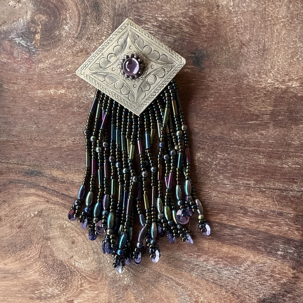 Beaded Pin Brooch‎ Pendant Purple Green